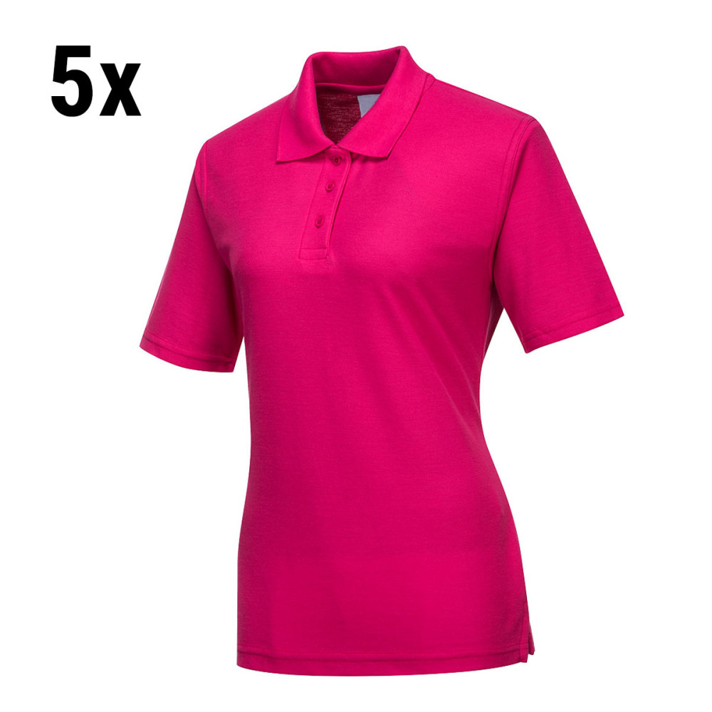 5 Gastrotec24 Stück) - - Pink Poloshirt Größe: Damen L -