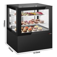 Kuchenvitrine - 1610mm - mit LED-Beleuchtung & 2 Ablagen