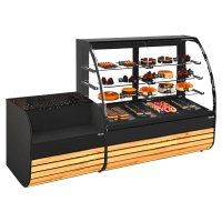 Kuchenvitrine - 1840mm - mit LED-Beleuchtung & 3 Ablagen - inkl. Kassentisch 1100mm