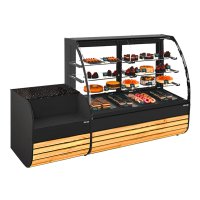 Kuchenvitrine - 1840mm - mit LED-Beleuchtung & 4 Ablagen - inkl. Kassentisch 800mm